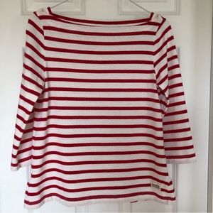 Kate Spade Broome Street 3/4 Sleeve Red Striped Top Size Small